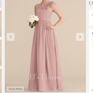 JJ’s House | A-line One Shoulder Floor-Length Chiffon Junior Bridesmaid Dress